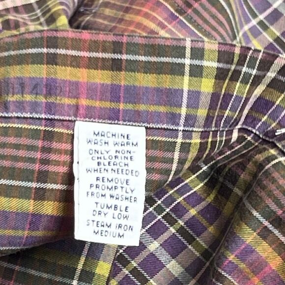 Ralph Lauren Classic Fit Plaid Oxford Shirt Size 15½‎ M Olive Pony Plum Multi - Picture 6 of 6